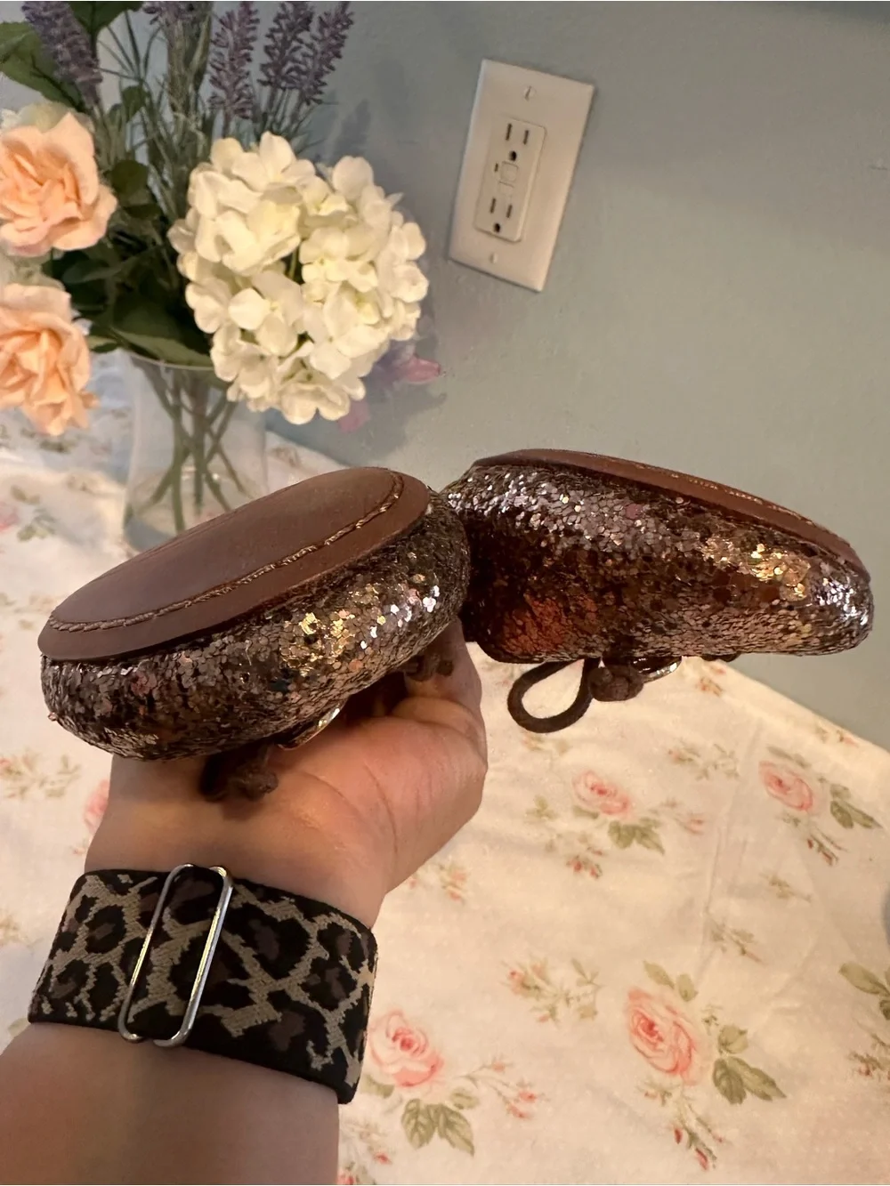 Tory Burch Metallic Bronze Glitter Ballet Flats